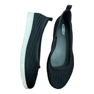 Seychelles Tumble Textured Fabric Black Slip On  Shoes Sz 8.5 Wide